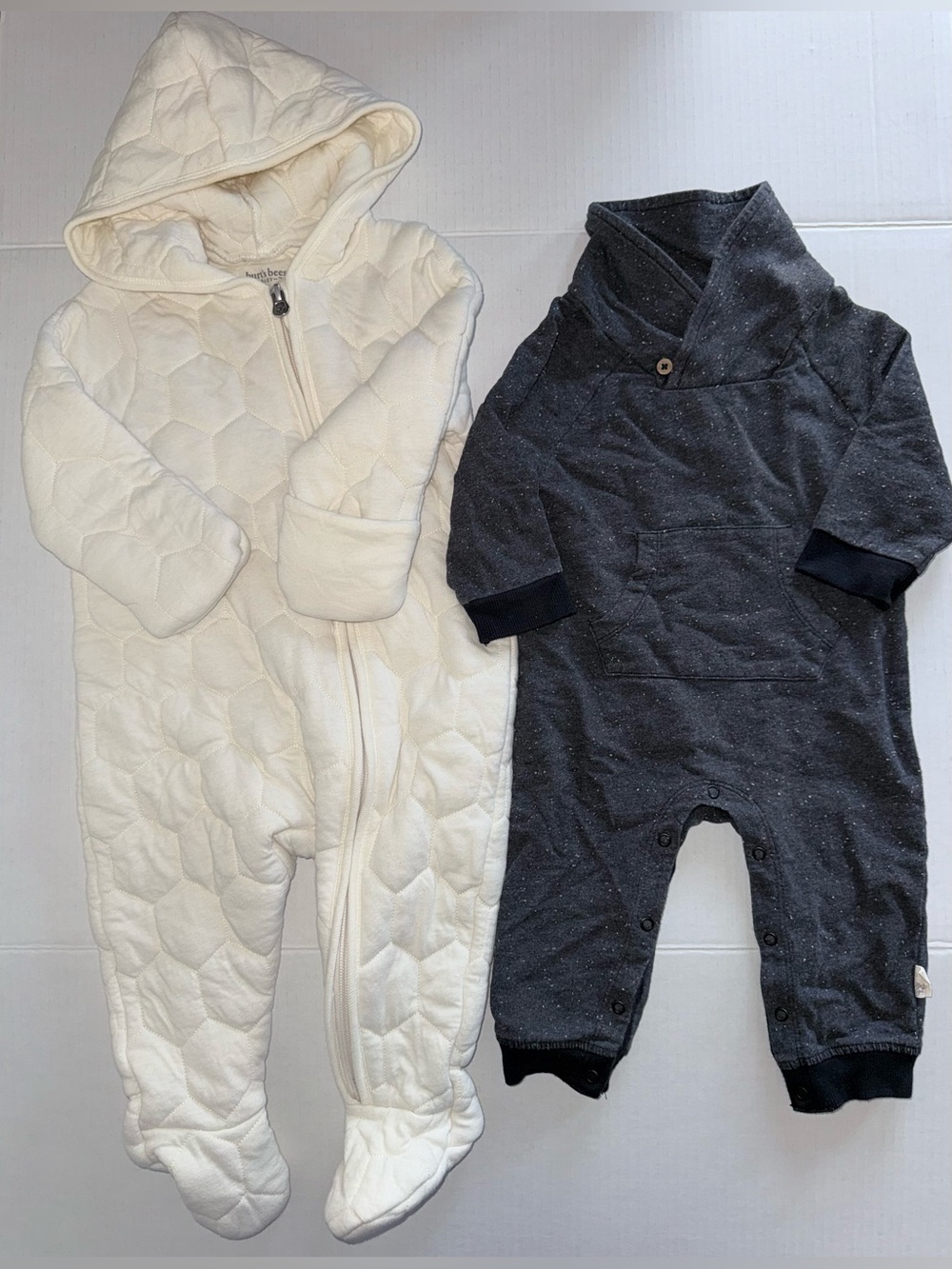 2 PC Set Burts Bees Baby Organic Cotton Quilted Bunting + Onesie Sweater 6-9M